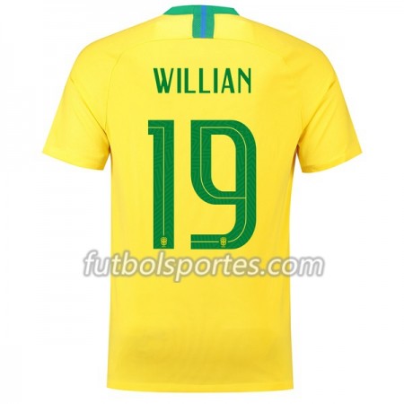 Camisetas Brasil Willian 19 Primera Equipacion Mundial 2018